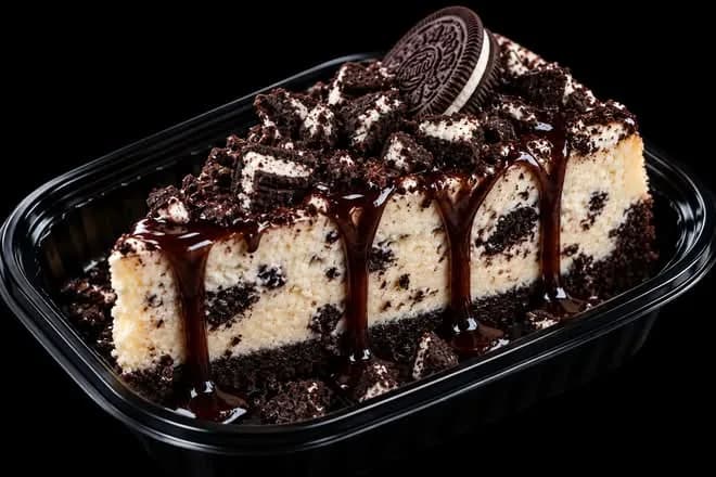 Slice of cookies-and-cream cheesecake